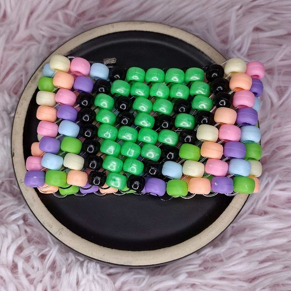 ALIEN Rainbow Pastel Matte Kandi Cuff Bracelet - Picture 3 of 8